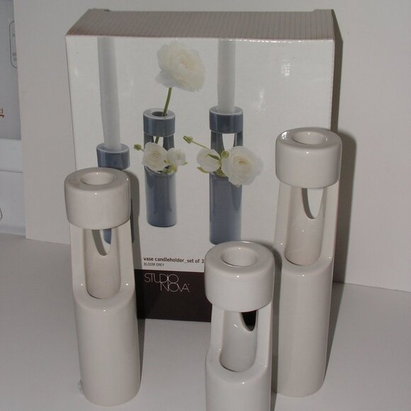 Mikasa Truck Bloom Set of 3 Vases Gray Ceramic - Picture 9 of 16